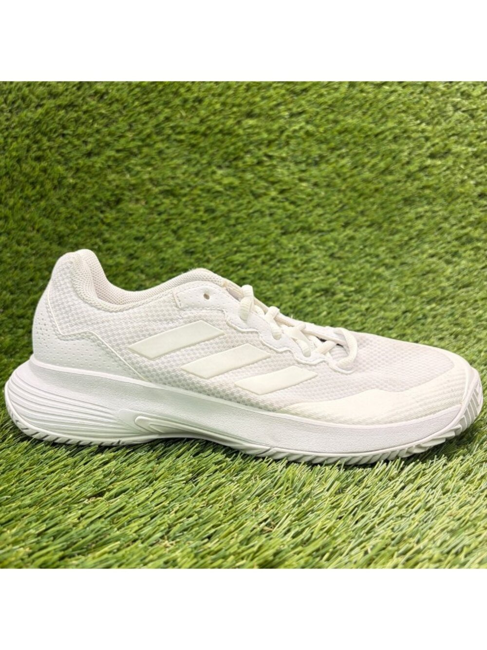 Adidas GameCourt 2.0 Mens Size 7 White Silver Athletic Tennis Shoes Sneakers
